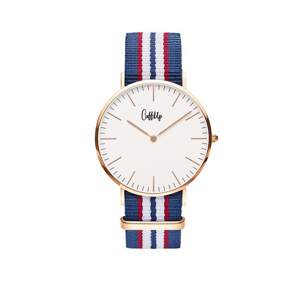 Cuff Watch - Bleu, blanc et rouge