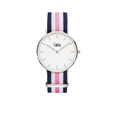 Cuff Watch - blu, bianco e rosa