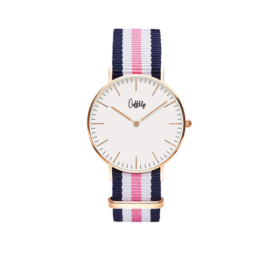Cuff Watch - blu, bianco e rosa