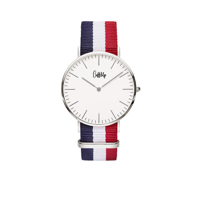 Cuff Watch - blu, bianco e rosso