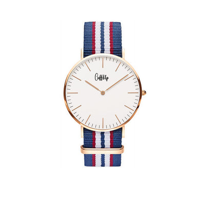 Cuff Watch - blu, bianco e rosso