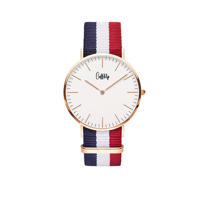 Cuff Watch - blu, bianco e rosso