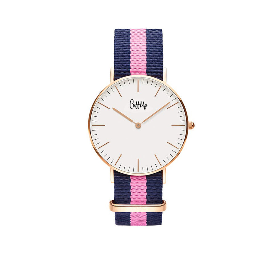 Cuff Watch - Bleu et rose