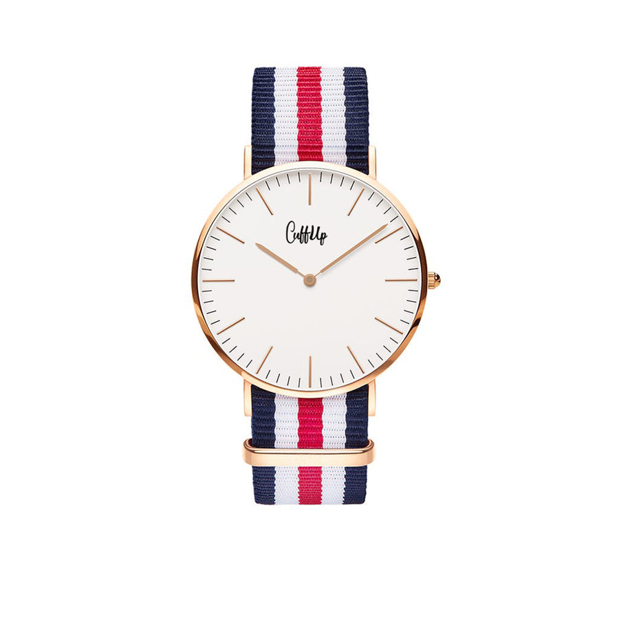 Cuff Watch - blu, bianco e rosso