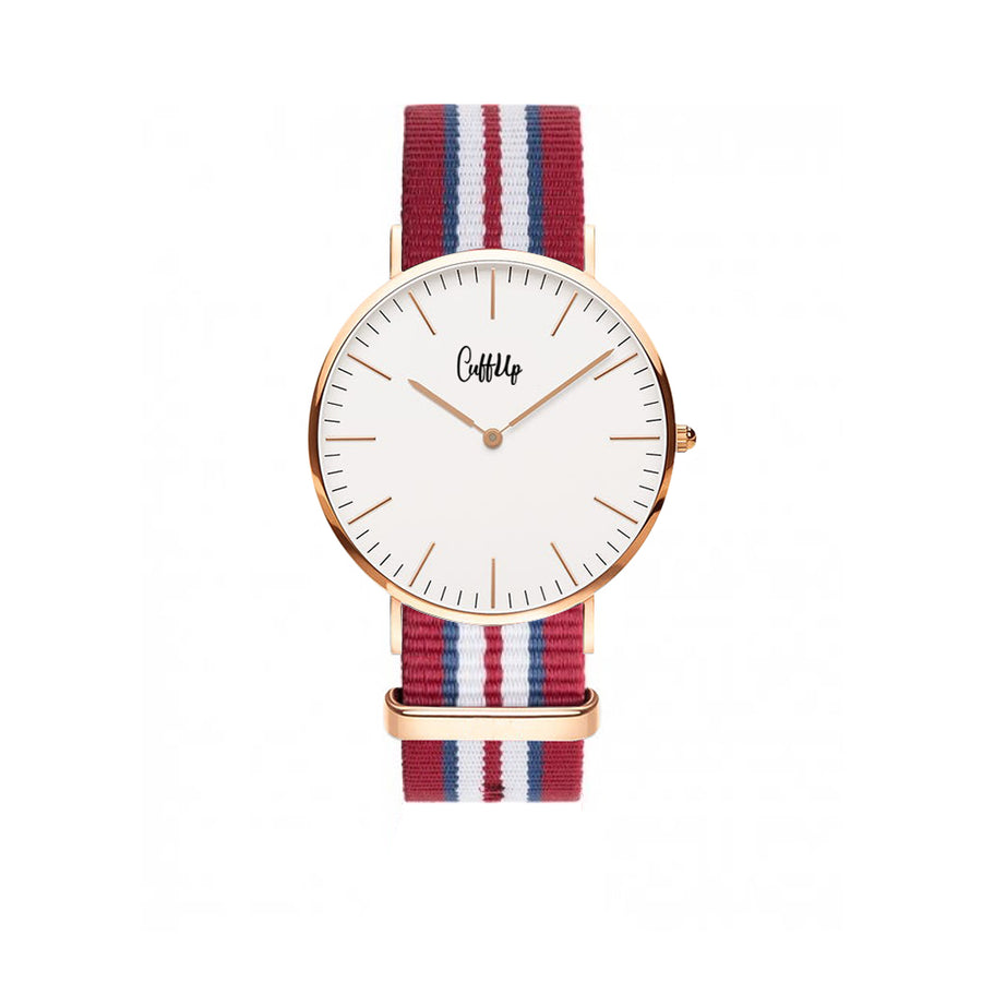 Cuff Watch - rosso, blu e bianco